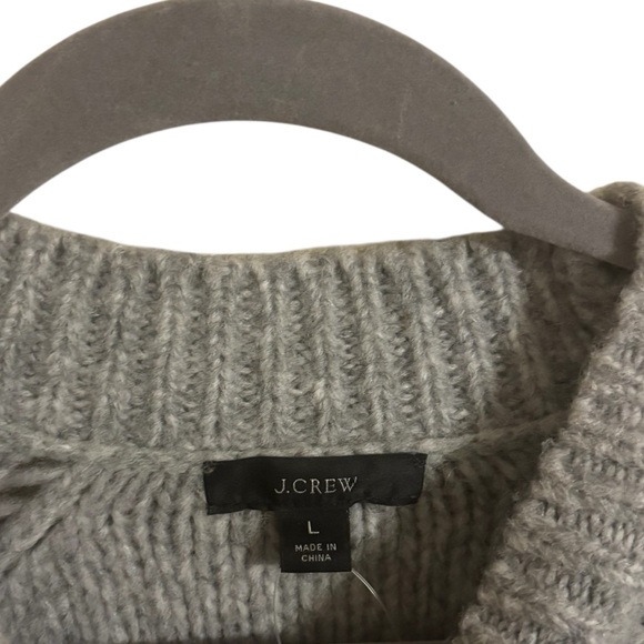 J. Crew Cable Knit Pointelle Gray Pullover‎ Wool Blend Sweater Large - Picture 5 of 6